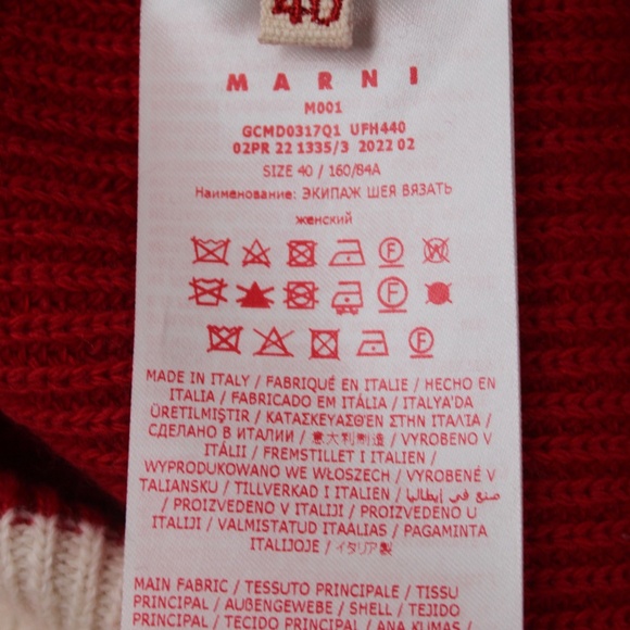 Marni IT 40 Red Wool Rib Knit Mock Neck Contrast Trim Chunky Sweater Italy - Picture 9 of 11